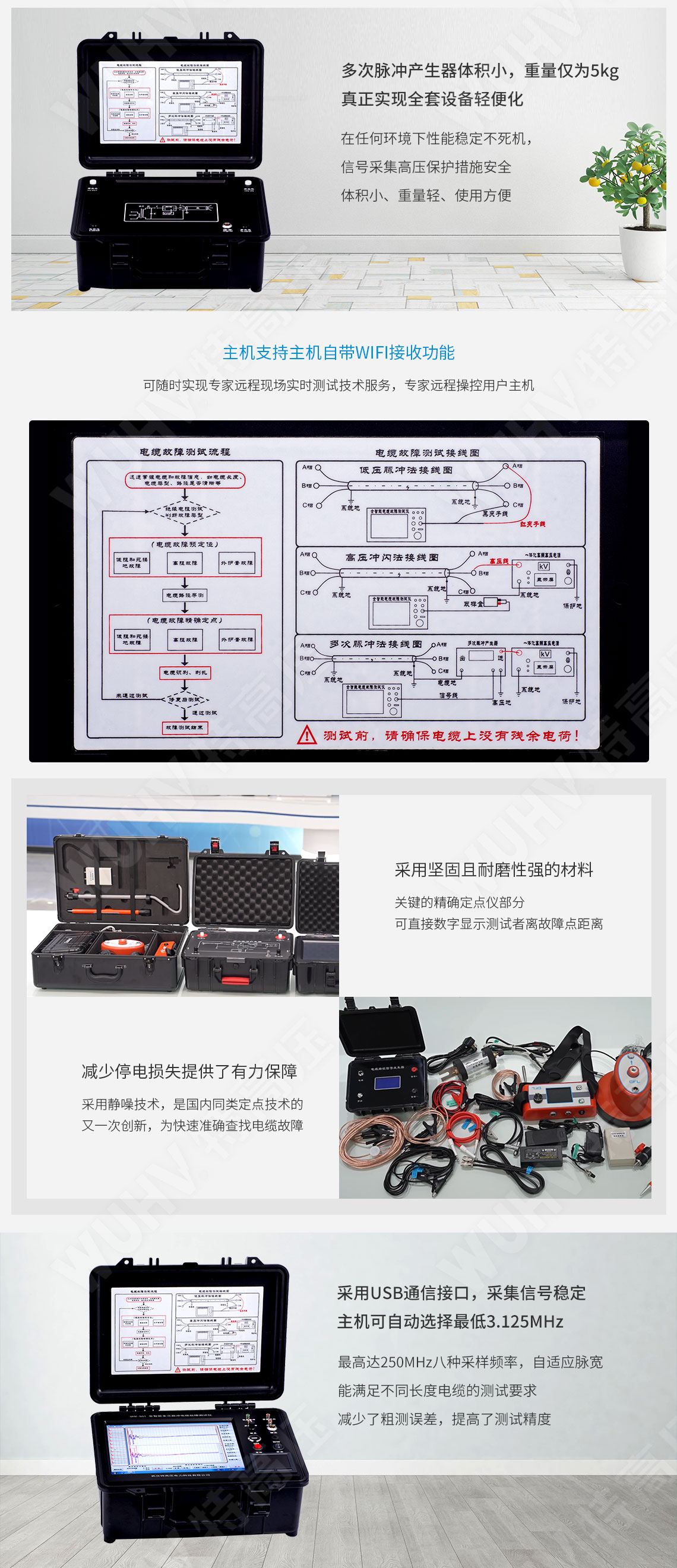 HT-TCD 全智能多次脉冲电缆故障测试仪(图4) 地下电缆故障定位仪