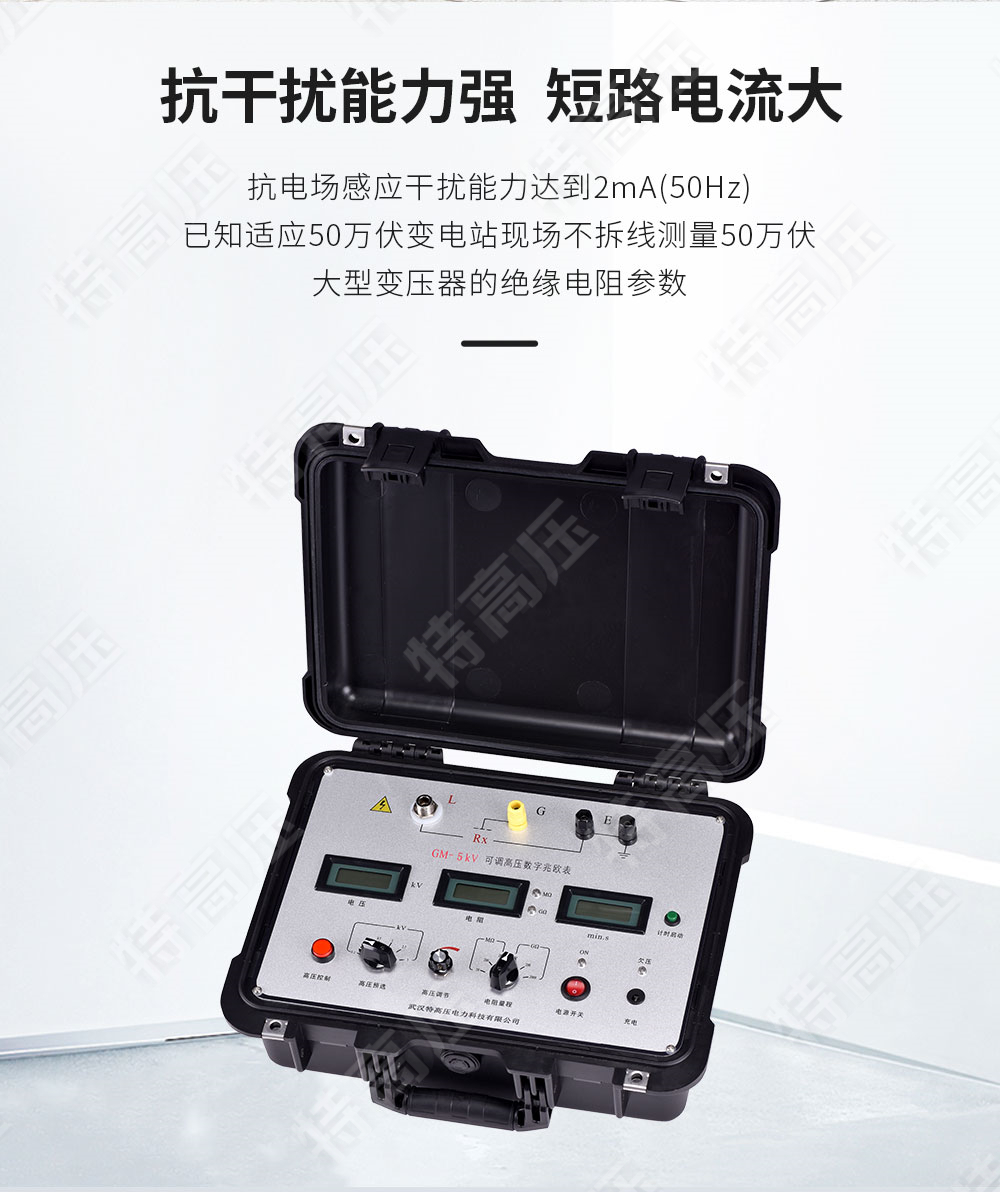 GM-5kV 可调高压数字兆欧表(图2) GM-5kV 可调高压数字兆欧表(图2)