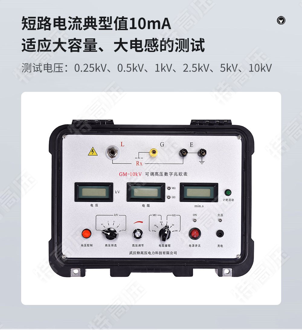 GM-10kV 可调高压数字兆欧表(图3) GM-10kV 可调高压数字兆欧表(图3)